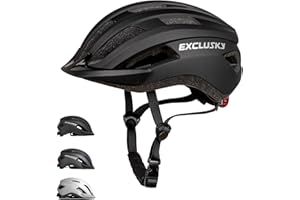 Exclusky Bike Helmet Men Women Adult Cycle Helmet with LED Light Adjustable Mountain Bike Helmet Lightweight MTB Road Cycling