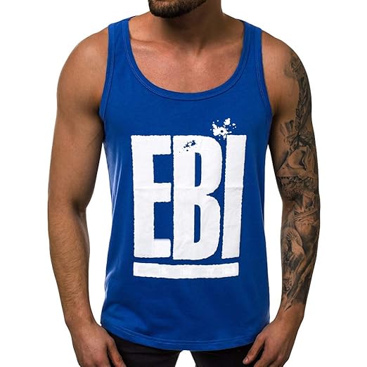POIUDE Herren Tank Top Ärmellos Muskelshirt Sport Tankshirt Alphabet Druck Training Gym Fitness & Bodybuilding Tanktop
