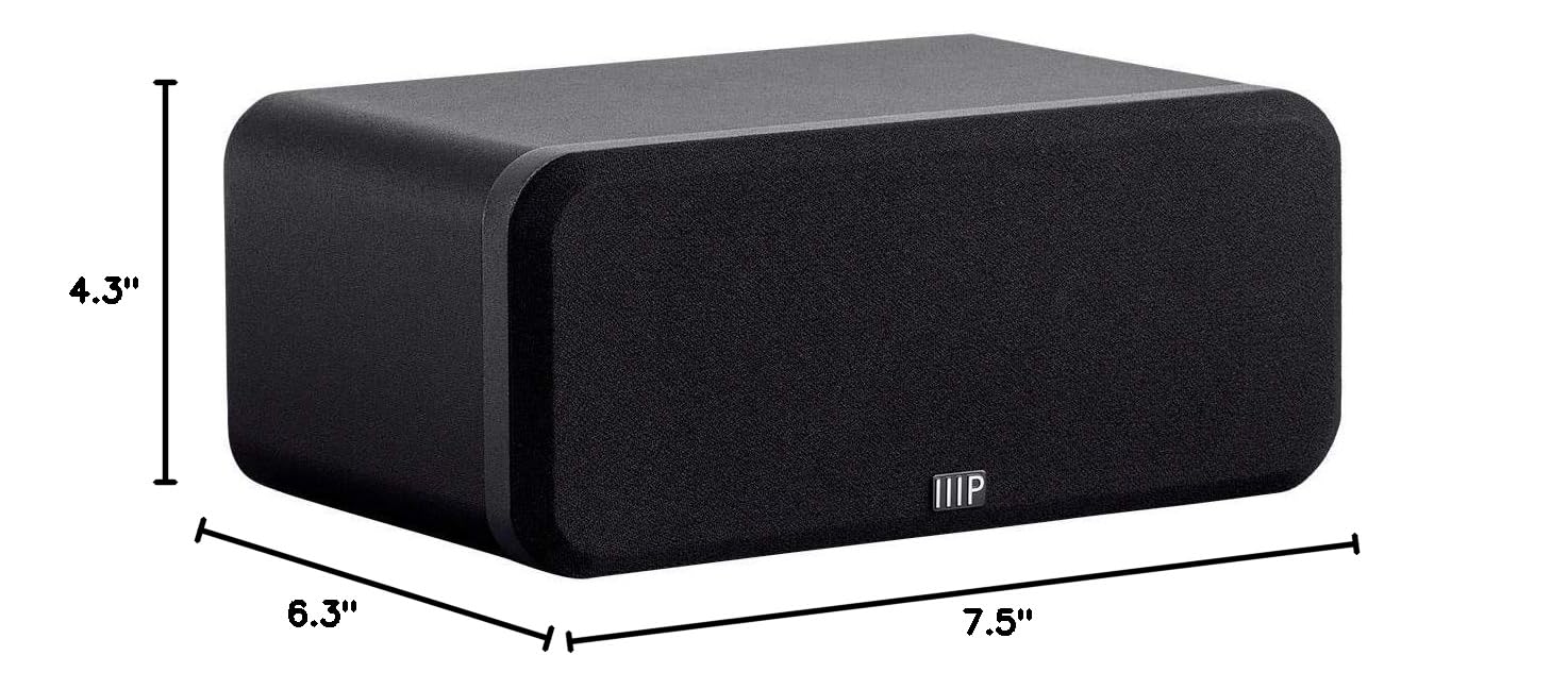 Monoprice HT-35 Premium 5.1-Channel Home Theater System - Charcoal, with Powered Subwoofer, Low Profile Speaker Grilles, Secure Mounting Option, Black (139357)