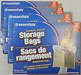 essentials(TM) Heavy Duty Clear Plastic Storage Bags w/ Zip-Lock & Carry Handle, 2-Count Extra Large (Pack of 4)