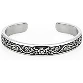 LuxGoth Stainless Steel Cuff Bracelet,Retro Gothic Punk Biker Cool Open Adjustable Cuff Bangle Bracelets Jewelry for Men Silver