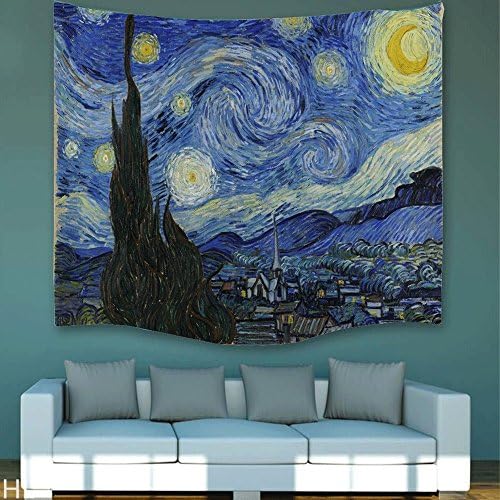 HL Starry Sky Pattern Wall Hanging Tapestry for Bedroom / Living Room Handicrafts Beach Cover Up Wall Tapestry Curtain Light-weight Polyester Fabric Wall Decor (60 x 51 Inch, Starry Night)