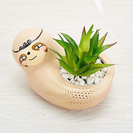 Amazon Co Jp Rishx陶器盆栽サボテン植木鉢 かわいいナマケモノプランターセラミックデスク多肉植物ホルダー空気植物花瓶ホルダー屋内と屋外の装飾 ホーム キッチン