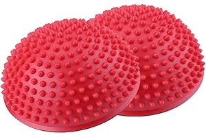 2PCS Red Balance Pods,ZivaTech 16cm/6.3inch Hedgehog Balancing Pods Domed Stability Pods Half Round Yoga Balance Spiky Massag