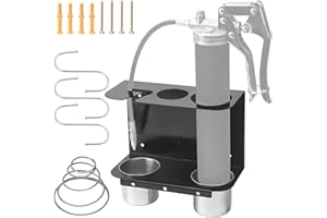 WHMYZHL Grease Gun Holder, Grease Gun Garage Organizer Wall Mount for Organizer Workshop/Shop/Garage Storage Racks - with Stainless Steel Removable Drip Cup and Oil Drum Support Spring