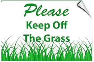 CORTAN360 Please Keep Off The Grass Hazard Keep Off Grass LABEL DECAL STICKER Sticks to Any Surface