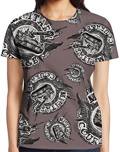 JO1 Tshirts Military-Tank Ladies 3D Print Novelty T-Shirts Top Tee O Neck Short Sleeve T-Shirts