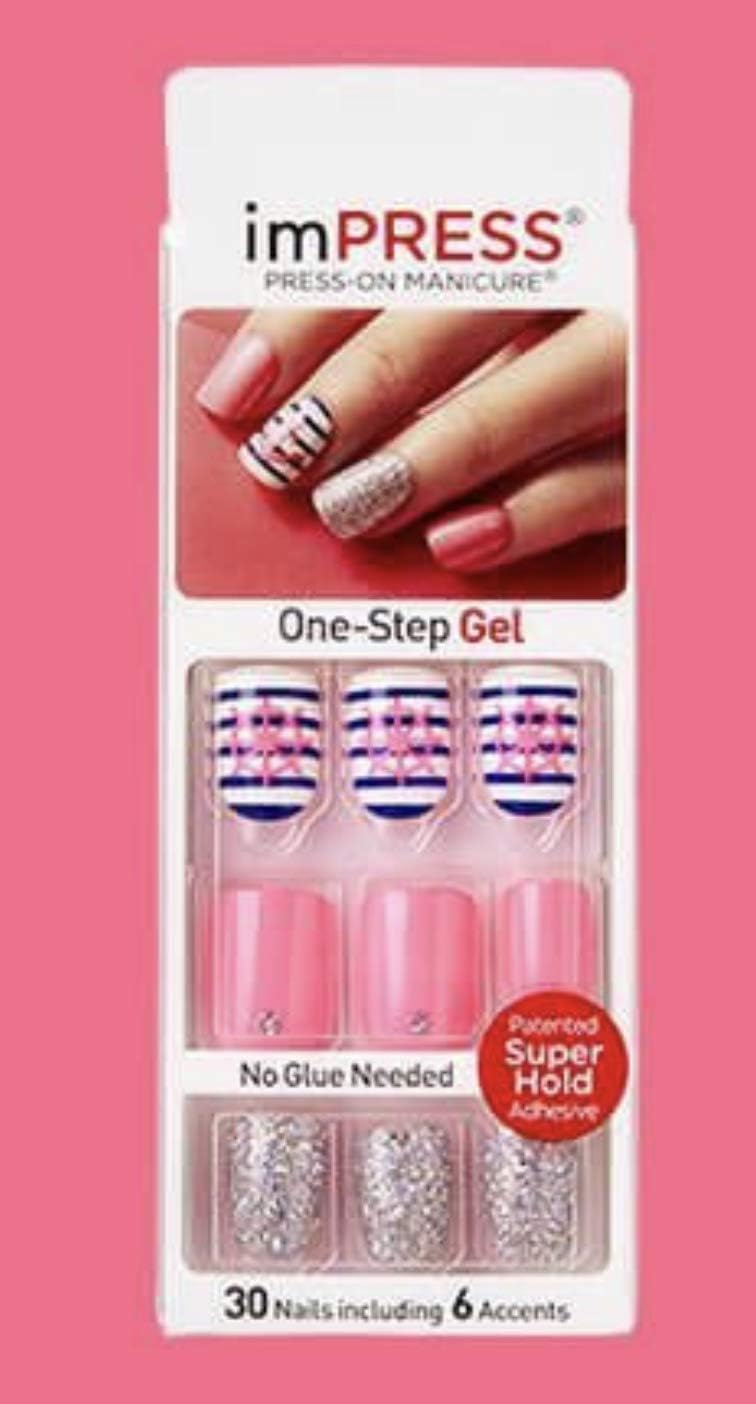Kiss ImPress Press-On Manicure Hot Pink Short Gel Nails 67980 Scantily Clad