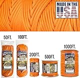 TOUGH-GRID 750lb Neon (Safety) Orange Paracord/Parachute Cord - Genuine Mil Spec Type IV 750lb Paracord Used by US Military (MIl-C-5040-H) - 100% Nylon - Made in USA. 50Ft. - Neon (Safety) Orange