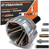 THORVALD Big Deburring External Chamfer Tool with Tungsten Carbide Blade - Deburr Tool for All Thread, All Metal Rod, Pipe, PVC - 1/2" to 1-3/8" Diameter (12~35mm) - User Guide + Tutorial Video