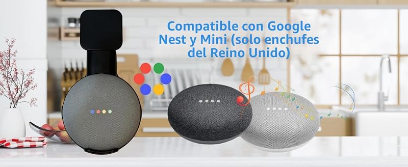 Suporte de parede 2X para Dᴏt 3, suporte para coluna de tomada Smart Home para suporte de coluna de 3.ª geração Dᴏt, gestão integrada de cabos, compatível com Google Nest (preto) — foto 5 de 8