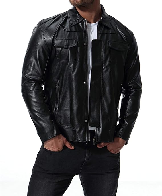 Amazon Wslcnメンズ レザージャケット ライダースジャケット シルエット 着回し 多機能 バイクジャケット 通勤 通学 上品 センス 多国販売 人気デザイン 男子力 大きサイズ折り襟 防風 防寒 黒 秋 冬 フェイクレザー シンプル ポケット付き コート ジャケット 通販