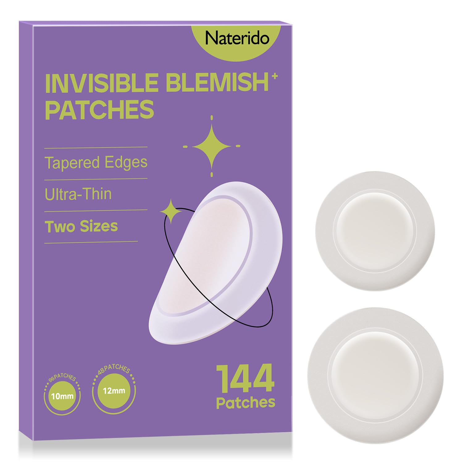 Naterido Invisible Hydrocolloid Spot Patches for Blemishes 144 Counts– Vegan & Cruelty-Free, 24H Adhesion, Day & Night Clear Dots Spot Remover Pimple Stickers