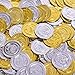 FUN LITTLE TOYS 288 PCs Pirate Gold Coins and Pirate Gems Jewelery Playset, Plastic Gold Coins, Goodie Bag Fillers Party Favor for Kids(144 Coins+144 Gem)