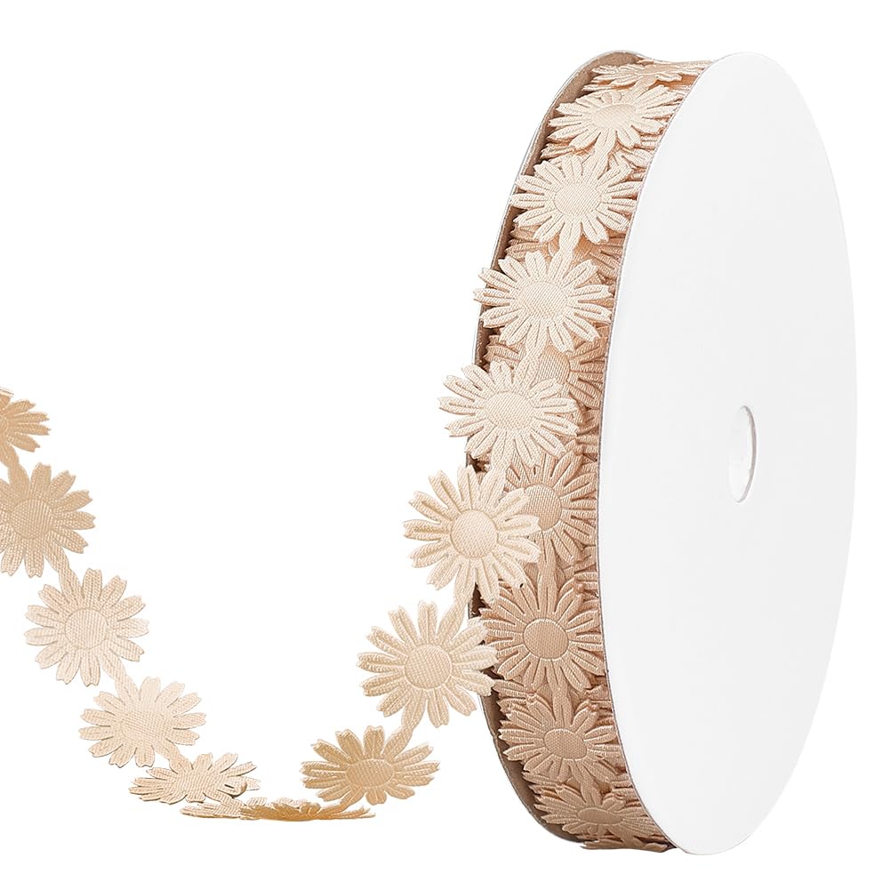 PH PandaHall 20 Yards Skin Color Flower Ribbons, 17mm/0.6'' Embroidery Lace Trim, Polyester Crochet Ribbons, Sewing Decorative Lace for DIY Sewing Crafting Wrapping Wedding Scrapbooking