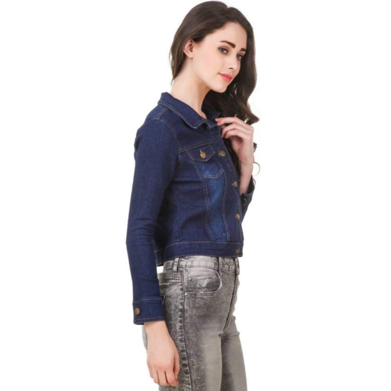 girls shopping full sleeve denim jacket for women