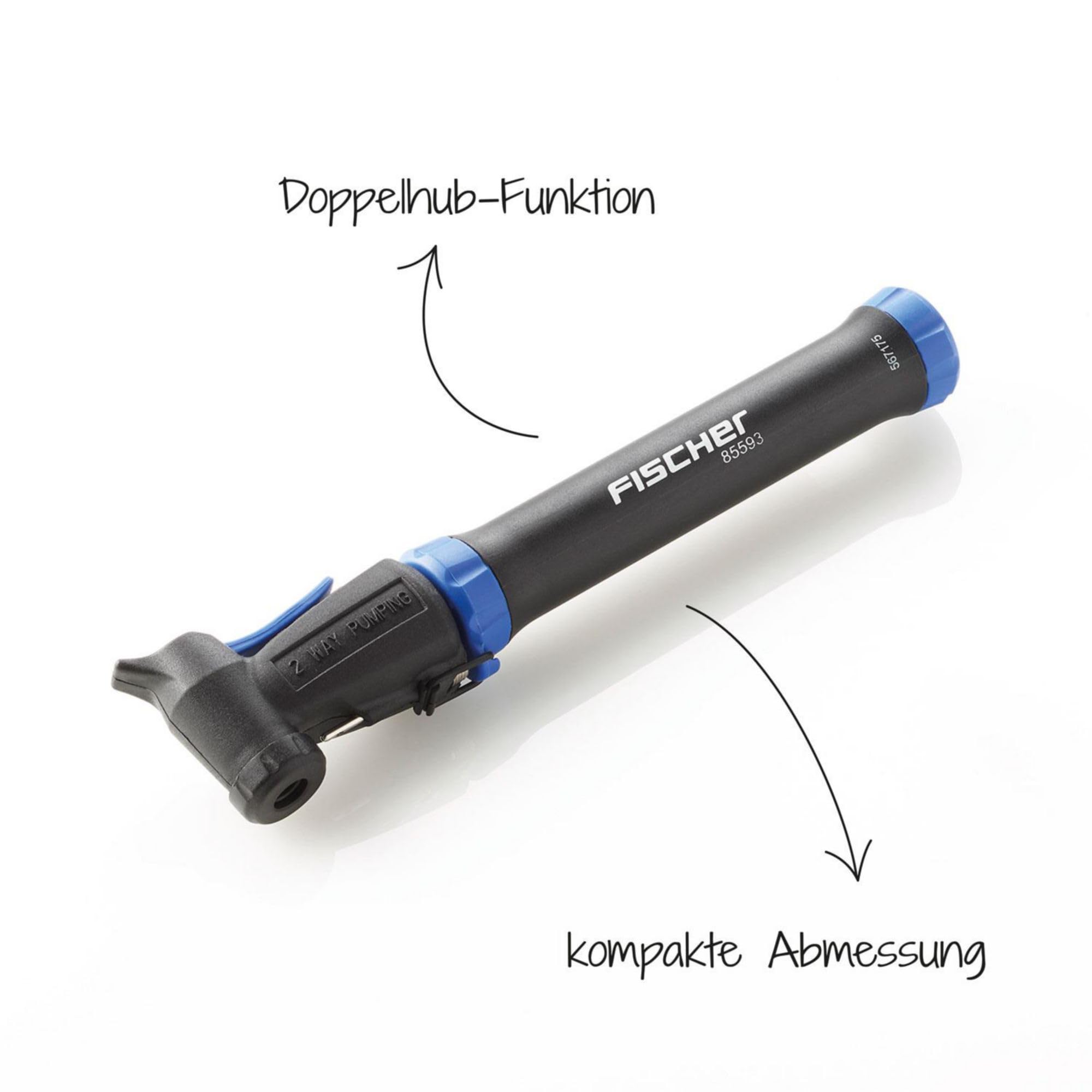 Fischer Mini-pumpe mit Doppelhubfunktion reversibel, schwarz, 85593 2