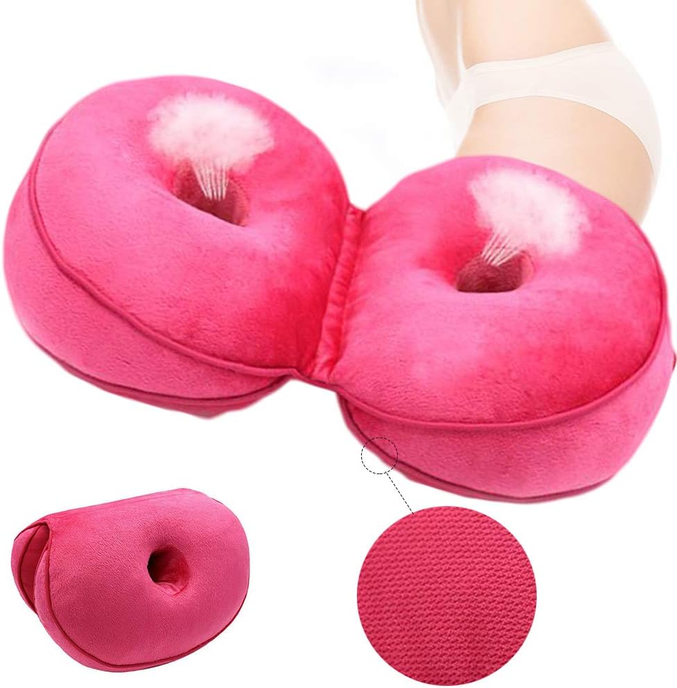 Dual Comfort Cushion Lift Hips Up Seat Cushion Multifunction Beautiful Butt Fold Comfy Orthopedic Memory Foam Support Cushion for Sciatica Tailbone and Hip Pain Fits in Car Seat, Home, Office
