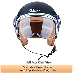 BEON Motorcycle Half Helmet with Visor, 3/4 Retro