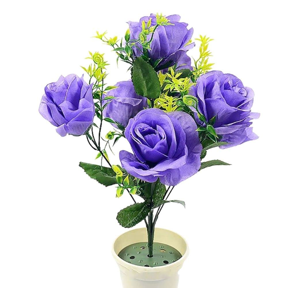 Meena 2x Bouquets of 7 Head Roses - Purple
