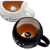 Koolkatkoo Cute Cat Coffee Mug Set for Girls Women Ceramic Kitty Tea Couple Mugs for Cat Lovers 12 oz Meow Cup Black and White