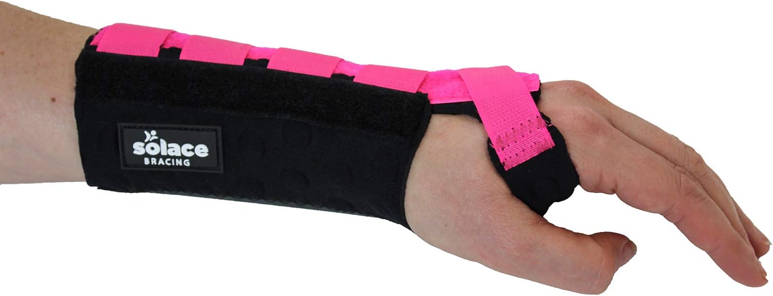 SOLACE BRACING Cool-Flow Wrist Support (6 Striking Colours) - British Made & NHS Approved Flexible Wrist Brace with Removable Splint - Advanced Breathable Stomatex Microclimate Technology - Ideal for Carpal Tunnel, Arthritis, Tendonitis, RSI, Gym, Work & More - Pink - Small - Left Hand
