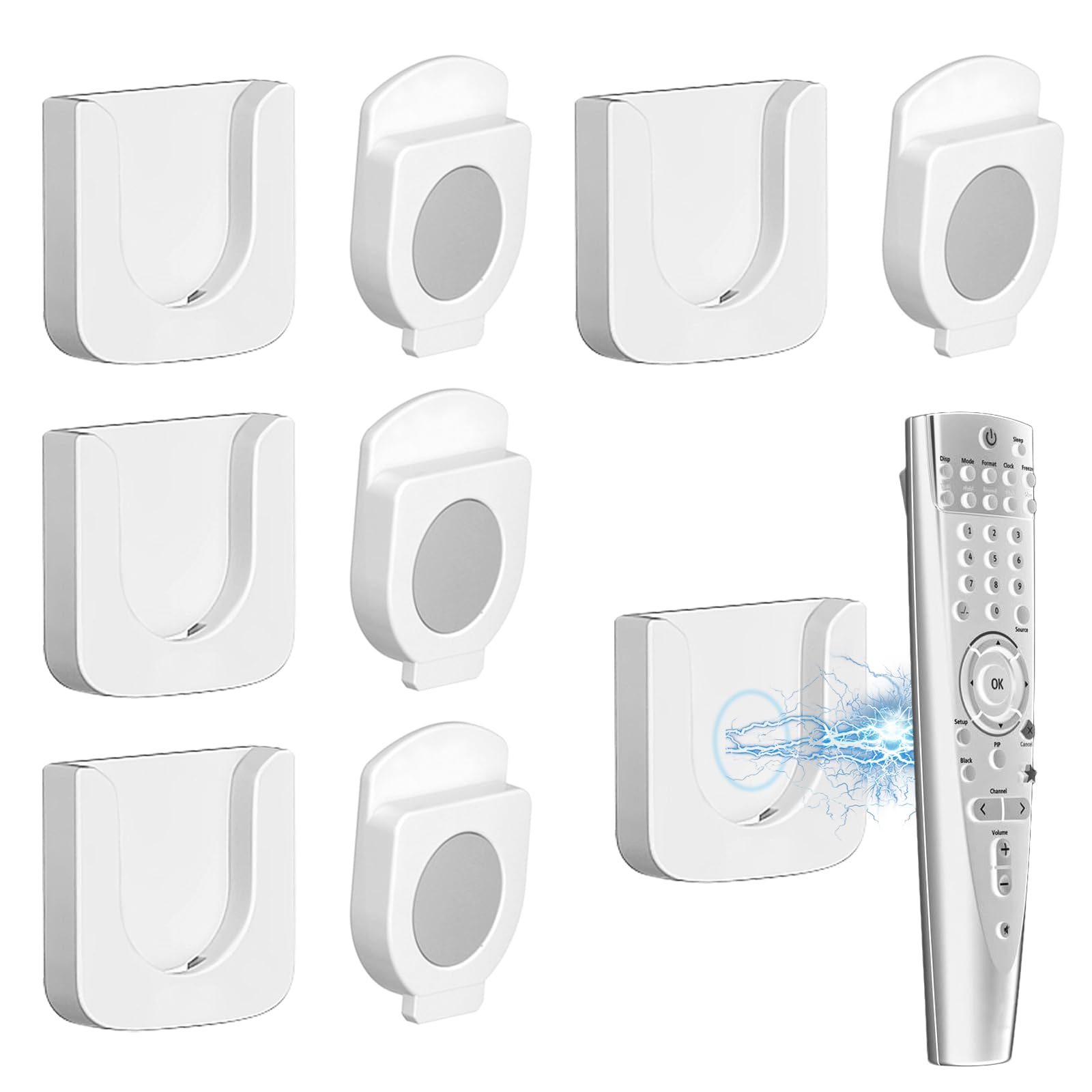 5Pcs Magnetic Wall Mounted Remote Control Holder, Remote Holders, Wall Organiser for TV Remote Control, Home, Office (Blanco)