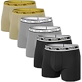 TEXLINA Men's Boxer Briefs 6-Pack, Cotton Breathable Underwear, No Ride-Up, Assorted Colors