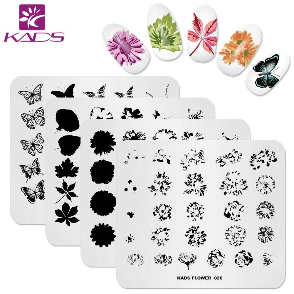 KADS Nail Art Stamp Plate - Overprint Butterfly Flower Leaves Series Nail Stamping Plate Template Image DIY Decoration Tool โ image 1