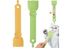 MeowAroma Cat Treat Spoon Squeeze, Sliding Kitten Strip Feeder Suitable for Puree and Delectables Bisque Lickable Wet Cat Treats, 2Pcs Pet Food Dispenser for Puppies Small Pets