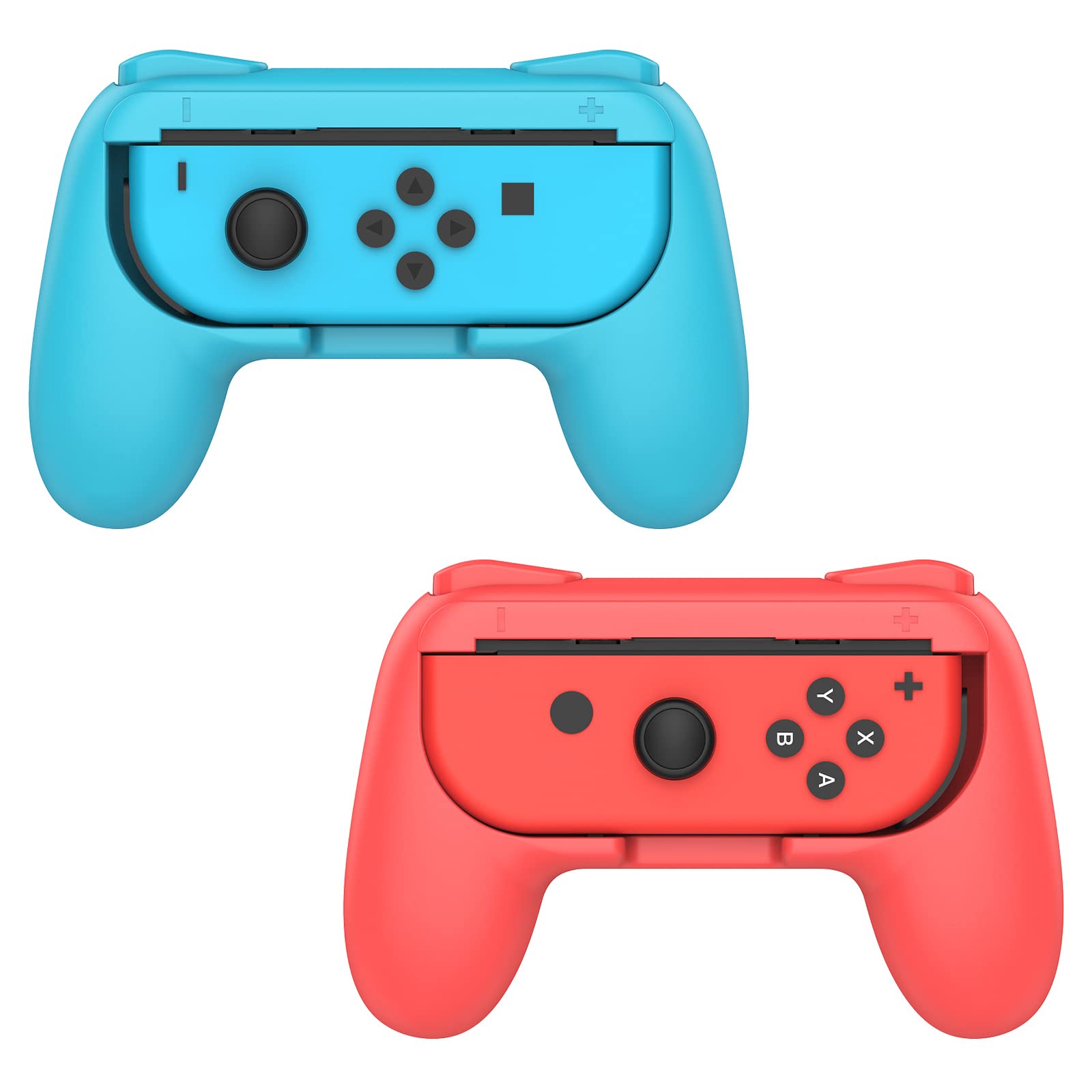 MoKo Grip for Nintendo Switch OLED Model Joycon & Switch Joy-Con, [2-Pack] Ergonomic Hand Grip Controller Handle Kit Compatible with Nintendo Switch/Switch OLED 2021 Joy Cons Controllers, Red and Blue