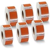 BETCKEY Colored Labels Compatible with Dymo 30332 (1" x 1") Square QR Code Labels, Compatible for Dymo LabelWriter Thermal 450, 4XL & Zebra Desktop Printers [6 Rolls, Orange]