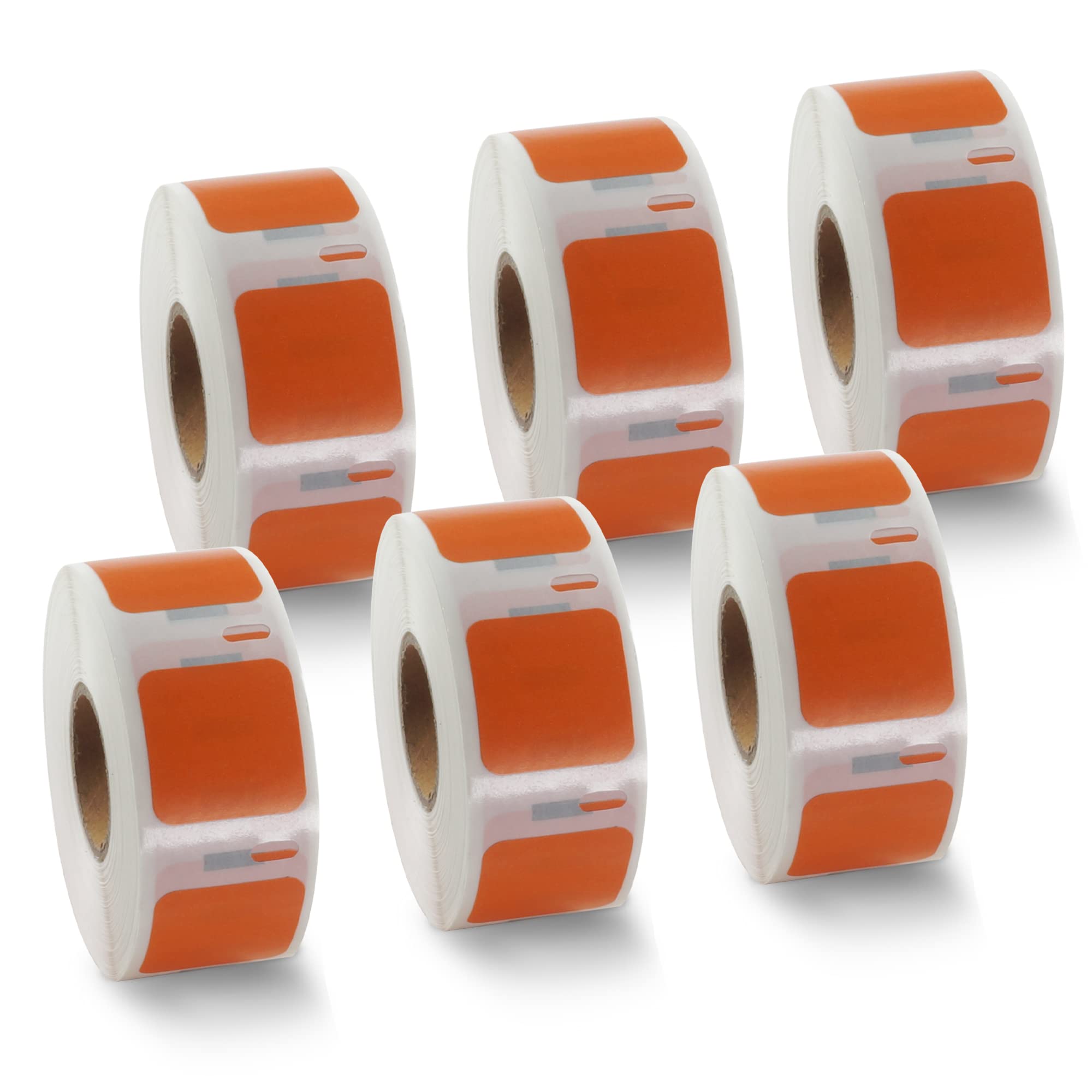 BETCKEY - 6 Rolls Orange Small Multi-Purpose Labels Compatible with DYMO S0929120, 25mm x 25mm, 4500 Colored Labels Compatible with DYMO LabelWriter 450, 4XL, NOT Fit 550 or 5XL