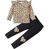 Little Girls 2 Piece Outfits Ruffle Sleeve Unicorn Sweatshirts Top and Leggings Set School Outfits Kids Clothing Set