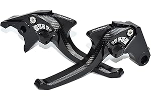 MTCRIGHTER 2 Fingers Short Brake Clutch Lever Set Compatible with Honda GROM/ MSX125/ Monkey 125, CNC Aluminum Alloy Made (Black)