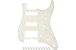 Banworks 4 Ply Strat HSS Pickguard 11-Hole Electric Guitar Pickguard SSH Scratch Plate for USA/Mexican Fender Modern Style Standard Stratocaster ST JT/HB-02 Vintage White Pearl