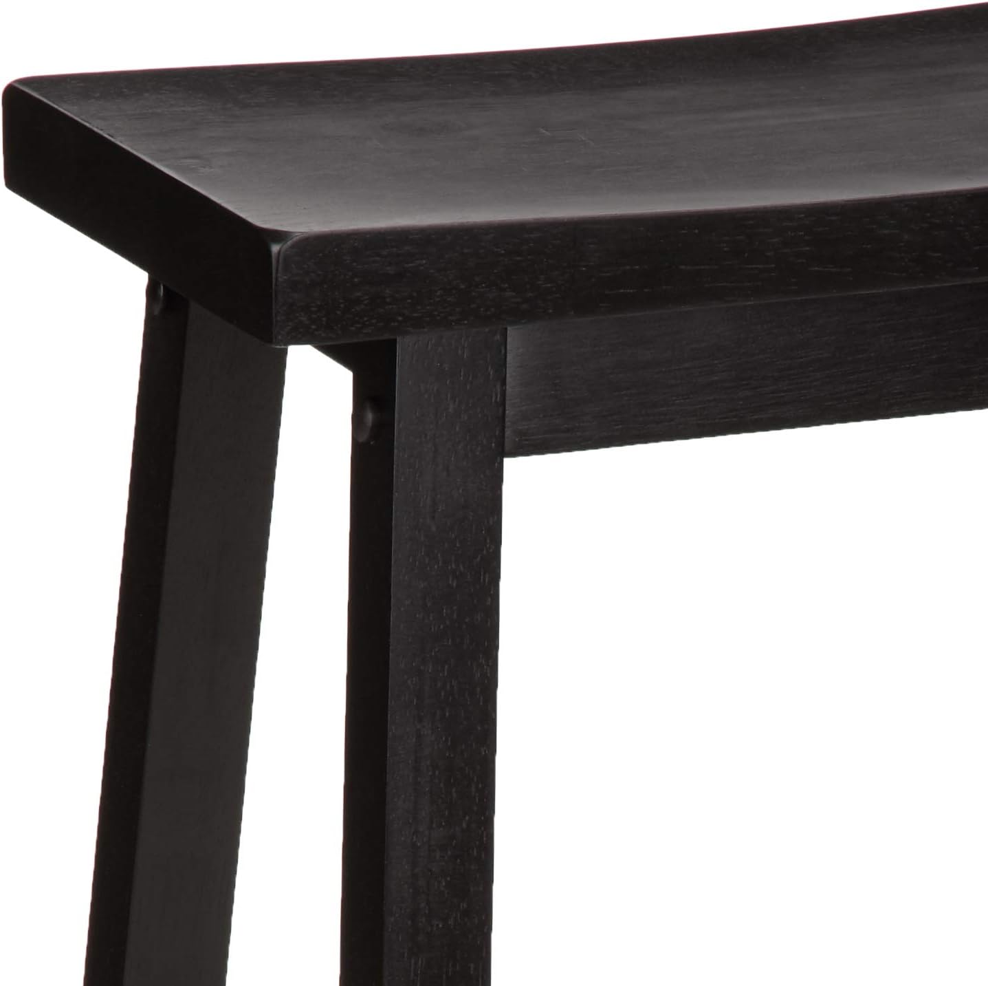  Basics Solid Wood Saddle-Seat Kitchen Counter Bar Stool - Set of 2, 29 Inch, Black: Furniture & Decor