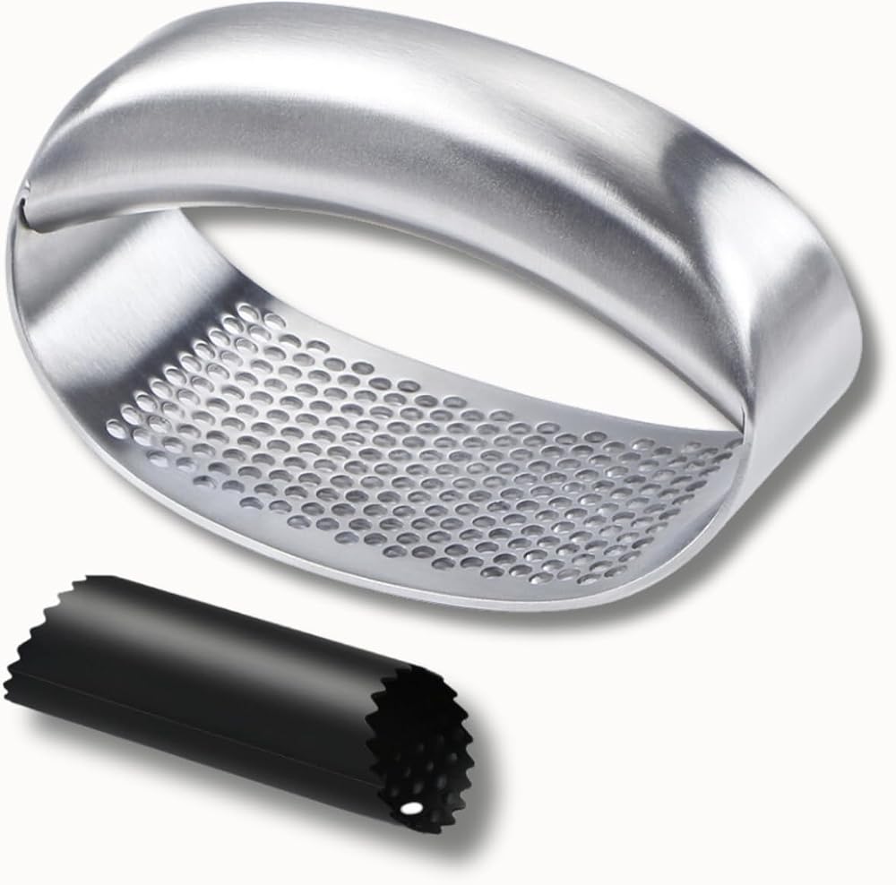 Clove Premium 18/8 Stainless Garlic Press Rocker with Silicone Peeler
