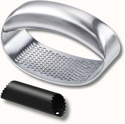 Clove Premium 18/8 Stainless Garlic Press Rocker with Silicone Peeler