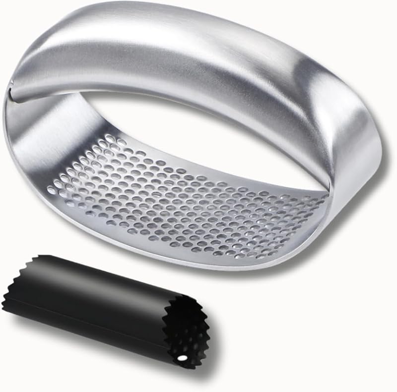 Clove Premium 18/8 Stainless Garlic Press Rocker with Silicone Peeler