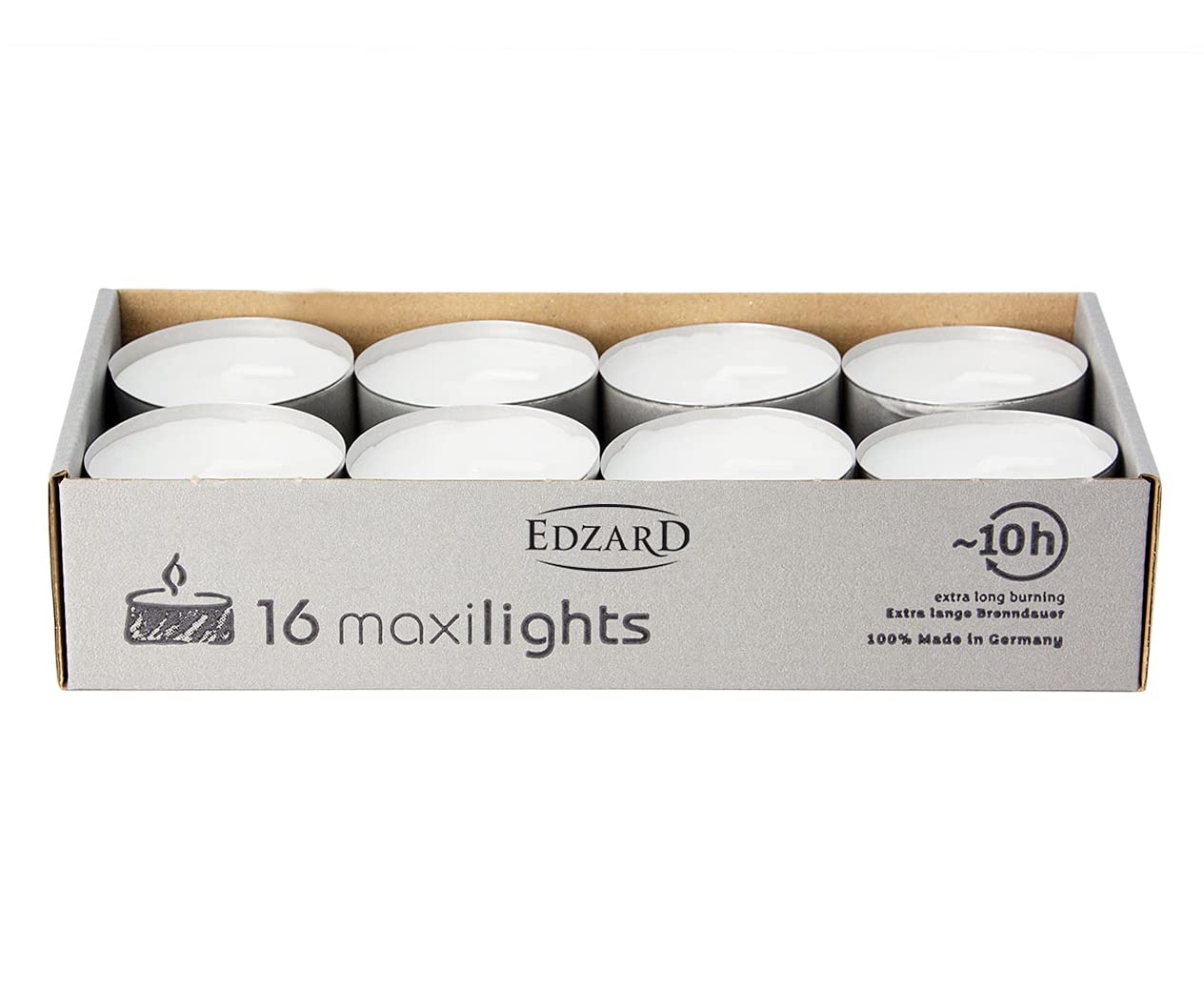 EDZARD 16 Maxilights Maxi Tea Lights White, Diameter 58mmF