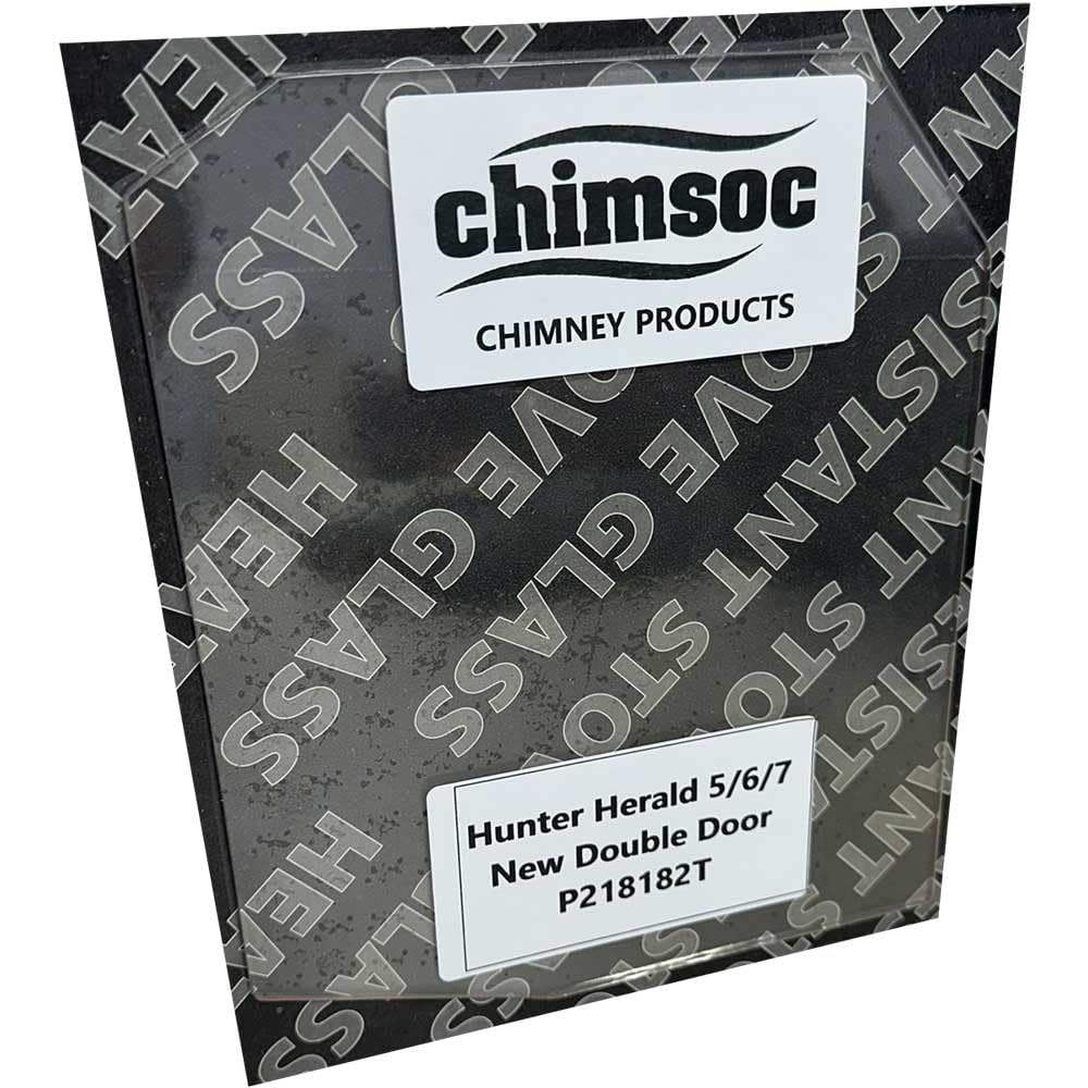 Chimsoc Replacement Stove Glass - Hunter Herald 5/6/7 (New) Double Door (218mm x 182mm Cut Corners)
