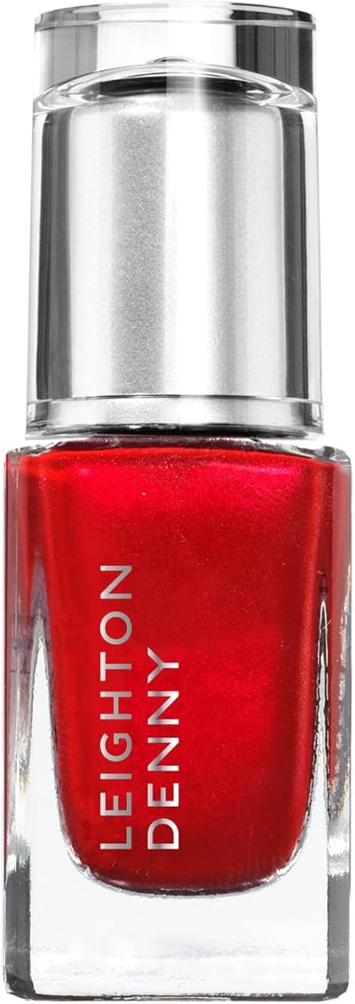 LEIGHTON DENNY Caught Red Handed Nail Polish 12ml High Gloss Red Shimmer Varnish