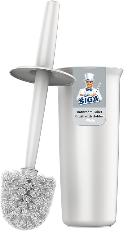 MR.SIGA Toilet Bowl Brush and Holder White 1 Pack