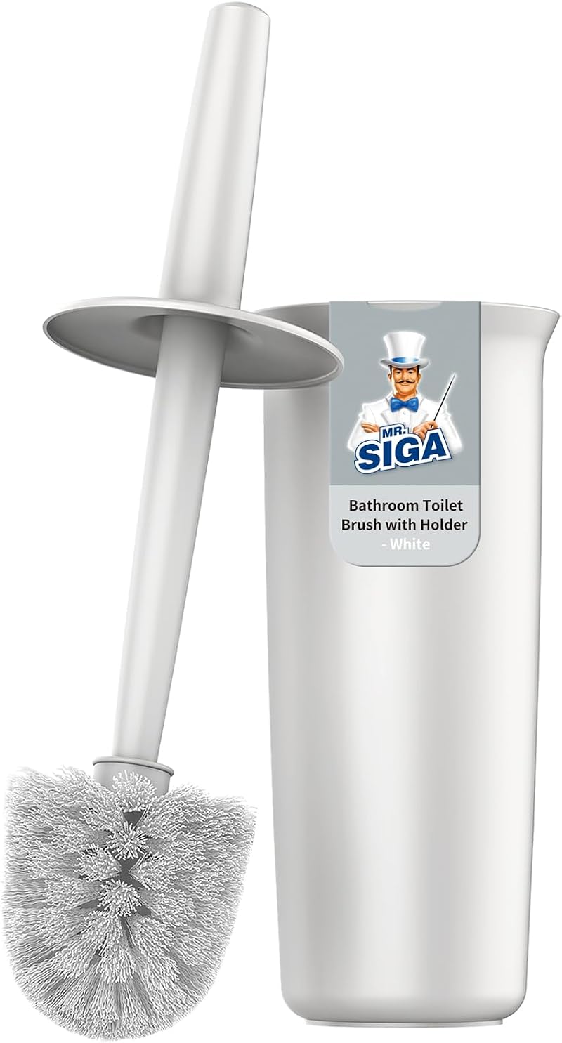 MR.SIGA Toilet Bowl Brush and Holder White 1 Pack