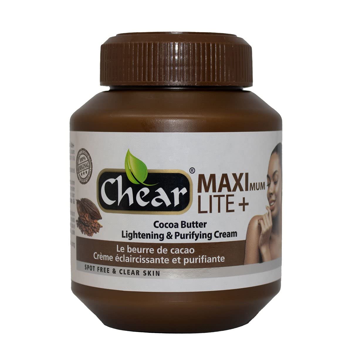 Chear Maximum LITE+ Cocoa Butter Skin Brightening Cream 500ml with Kojic Acid for Dark Spots, Hyper Pigmentation, Melanin and Radiant Skin