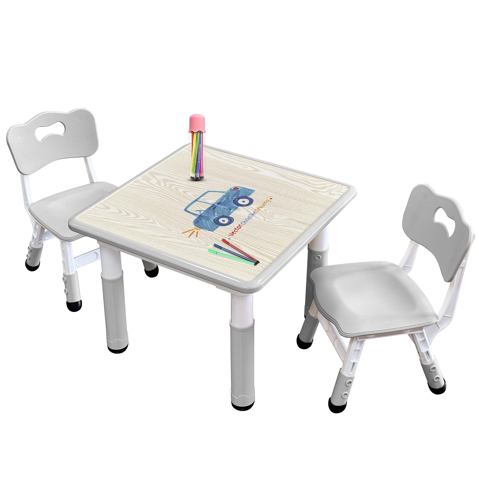Photo 1 of ***FACTORY SEALED***JIAOQIU Kids Table & Chair Set with Adjustable Toddler-Safe Non-Slip Legs, Activity & Graffiti-Proof Desktop Ages 3-12