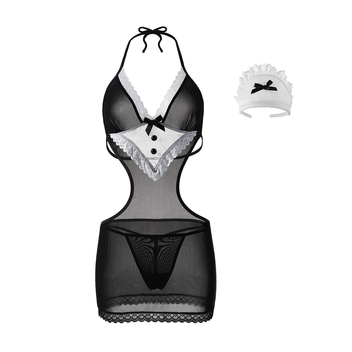 EDENIGHT French Maid Costume Corset Lingerie Outfits for Women with Apron Hat