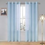 DWCN Sky Blue Sheer Curtains 2 Panels 52 x 90 Eyelet Top Voile Decorative view 1