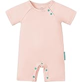 SuperSoft Short Sleeve Baby Romper, Unisex Bamboo Viscose One-piece Summer Pajamas, Boy Girl Footless Jumpsuit Snap Closure